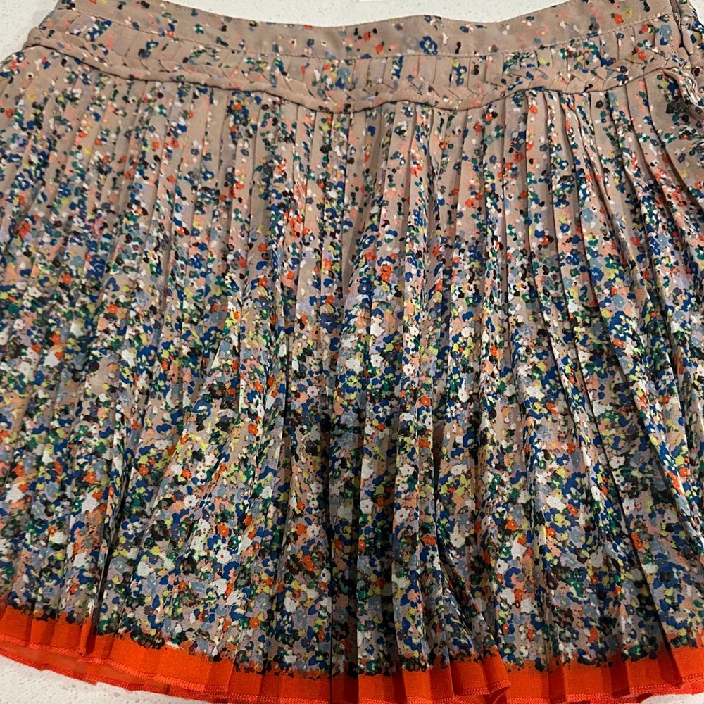 American Eagle Outfitters Floral Mini Skirt with Orange Trim - Picture 6 of 7